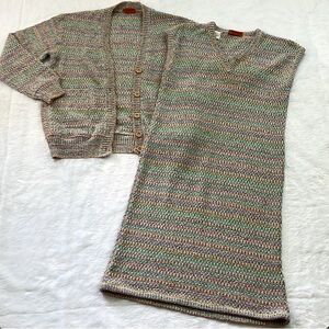 Vintage Missoni Knit Cardigan Dress Set, Size Medium